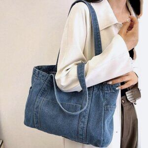 New LIGHT INDIGO DENIM Tote Bag Shoulder Bag👜